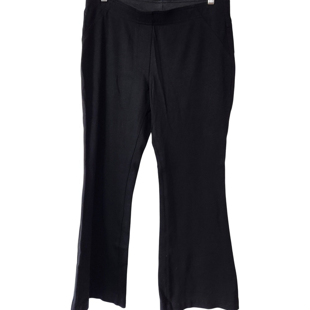 EUC Chico's Size 1 (US 8) Short Black Ponte Flare Pull‎ On Office Slacks